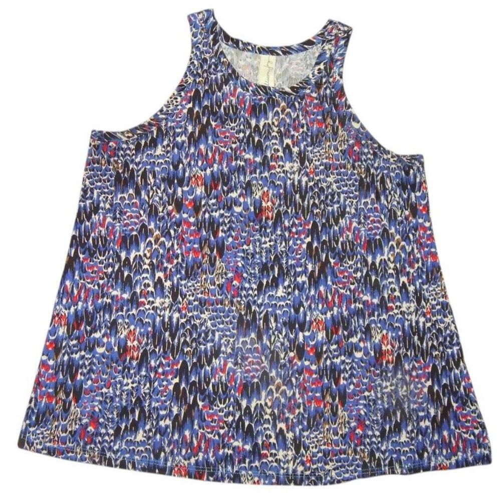 Allison Joy Women's Small Blue Red White Abstract Sleeveless Tank Blouse USA